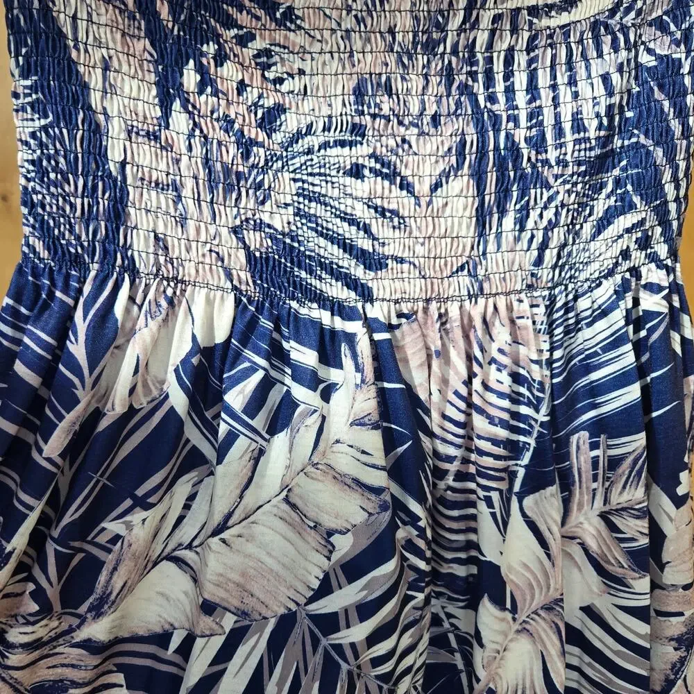 NWOT CHICGAL Small Blue/White Boho Floral Print Summer Cover Up/Sun Dress [0024] - Picture 4 of 8